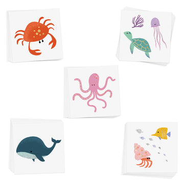 Ocean Creatures kids metallic temporary tattoo set includes 25 assorted under the sea inspired designs @FlashTattoos